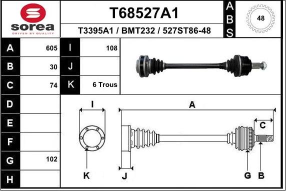 EAI T68527A1 - Приводний вал autocars.com.ua