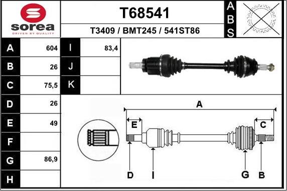 EAI T68541 - Приводний вал autocars.com.ua