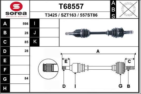 EAI T68557 - Приводний вал autocars.com.ua