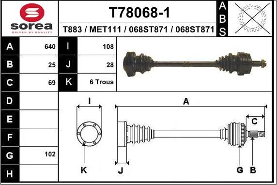 EAI T78068-1 - Приводной вал avtokuzovplus.com.ua