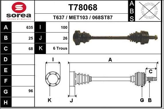 EAI T78068 - Приводной вал autodnr.net