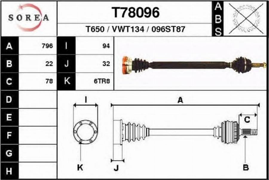 EAI T78096 - Приводной вал avtokuzovplus.com.ua