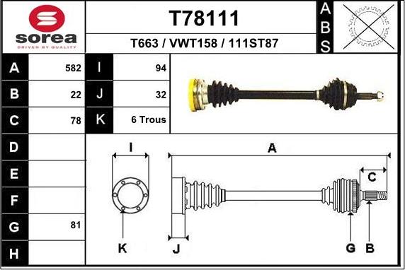 EAI T78111 - Приводной вал autodnr.net