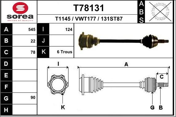 EAI T78131 - Приводной вал avtokuzovplus.com.ua