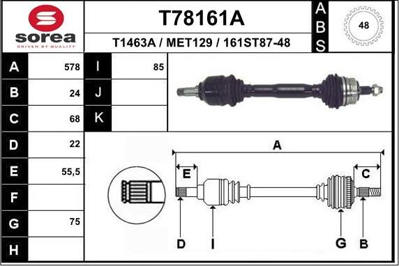 EAI T78161A - Приводний вал autocars.com.ua