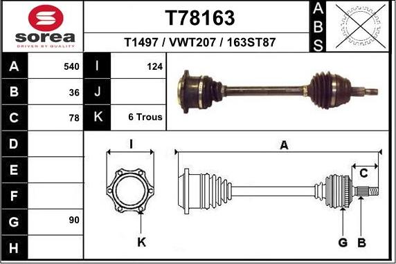 EAI T78163 - Приводной вал avtokuzovplus.com.ua