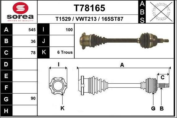 EAI T78165 - Приводной вал avtokuzovplus.com.ua