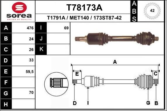 EAI T78173A - Приводной вал avtokuzovplus.com.ua