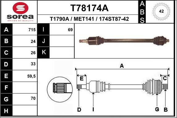 EAI T78174A - Приводной вал avtokuzovplus.com.ua