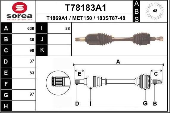 EAI T78183A1 - Приводной вал avtokuzovplus.com.ua