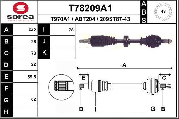 EAI T78209A1 - Приводний вал autocars.com.ua