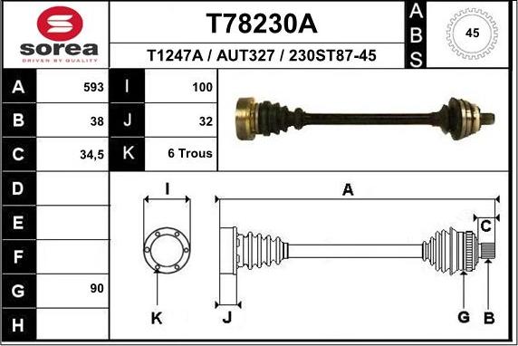 EAI T78230A - Приводний вал autocars.com.ua