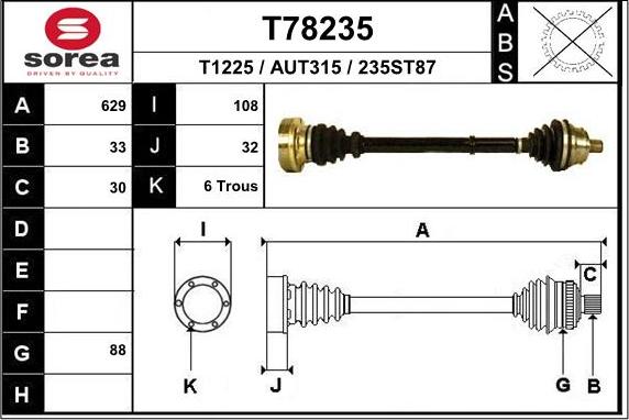 EAI T78235 - Приводний вал autocars.com.ua