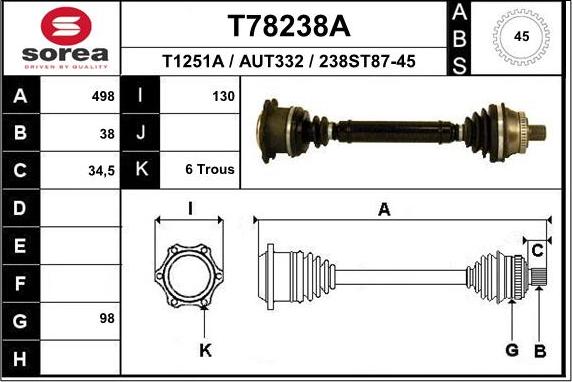 EAI T78238A - Приводной вал autodnr.net