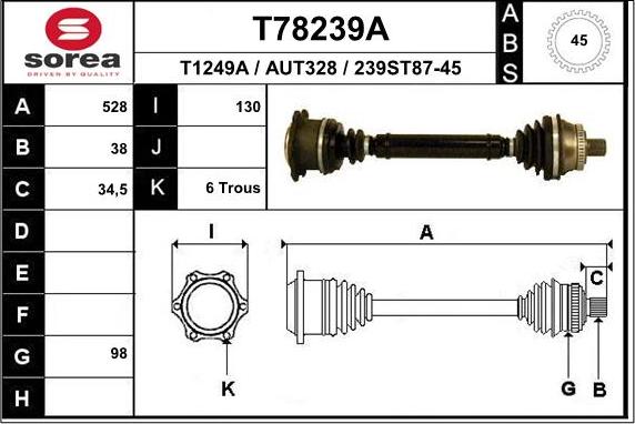 EAI T78239A - Приводной вал avtokuzovplus.com.ua