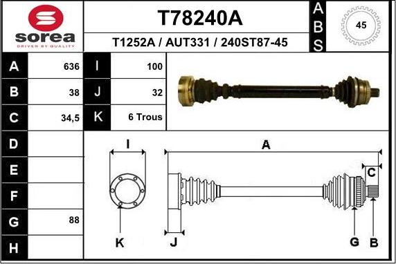 EAI T78240A - Приводной вал avtokuzovplus.com.ua