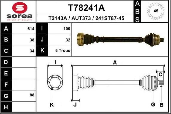 EAI T78241A - Приводной вал avtokuzovplus.com.ua