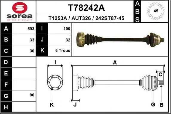 EAI T78242A - Приводний вал autocars.com.ua