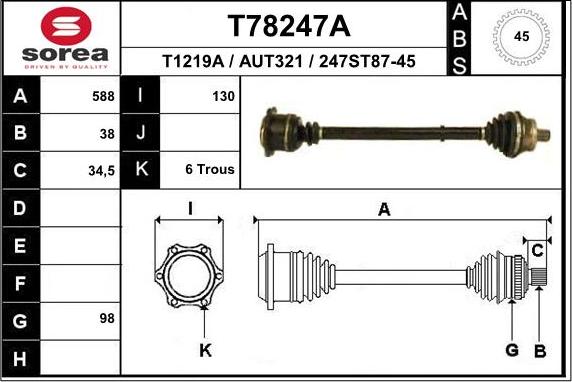 EAI T78247A - Приводной вал avtokuzovplus.com.ua