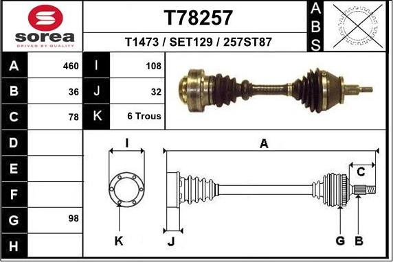 EAI T78257 - Приводний вал autocars.com.ua