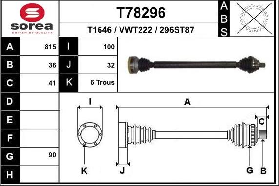 EAI T78296 - Приводной вал autodnr.net