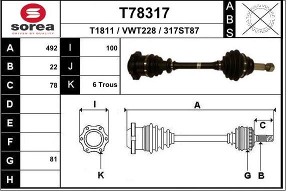 EAI T78317 - Приводний вал autocars.com.ua