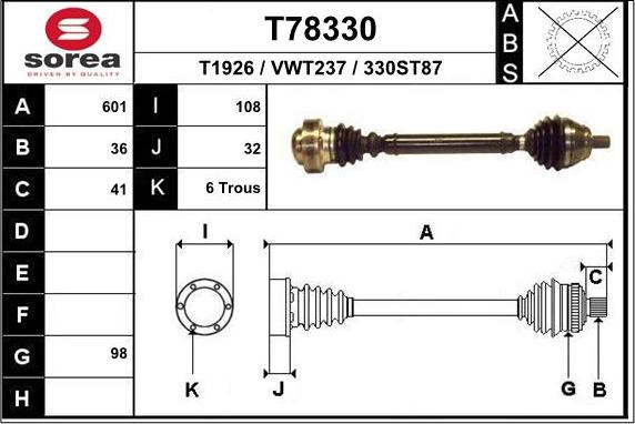 EAI T78330 - Приводной вал autodnr.net