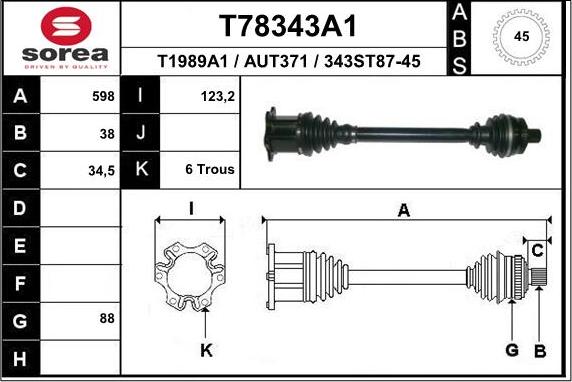 EAI T78343A1 - Приводний вал autocars.com.ua