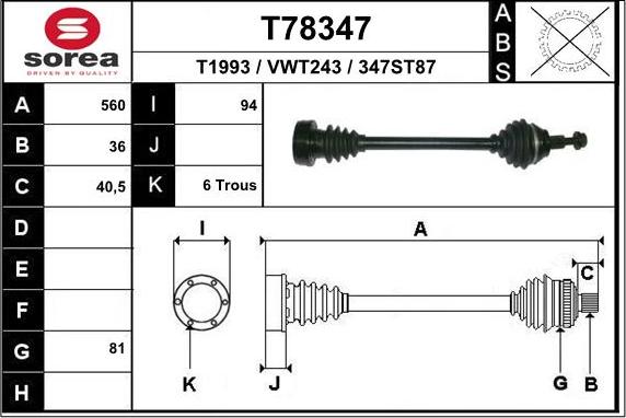 EAI T78347 - Приводной вал autodnr.net