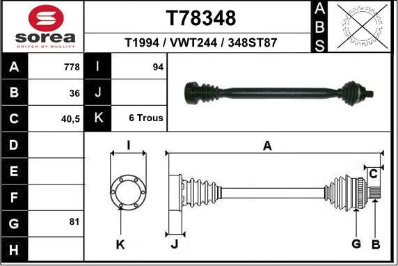 EAI T78348 - Приводной вал autodnr.net