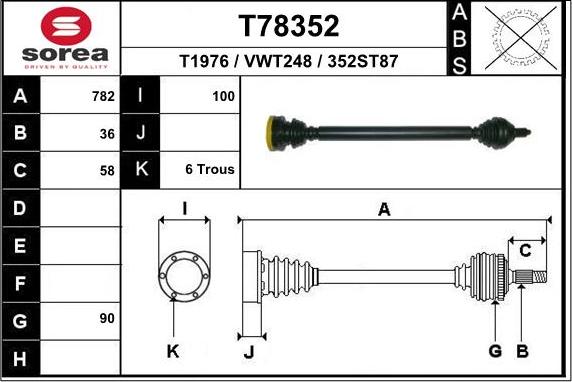 EAI T78352 - Приводной вал avtokuzovplus.com.ua