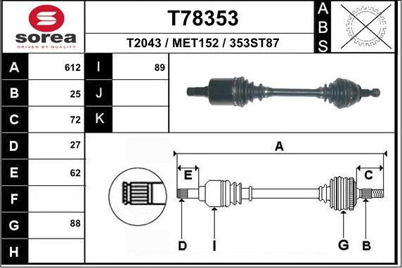 EAI T78353 - Приводной вал autodnr.net