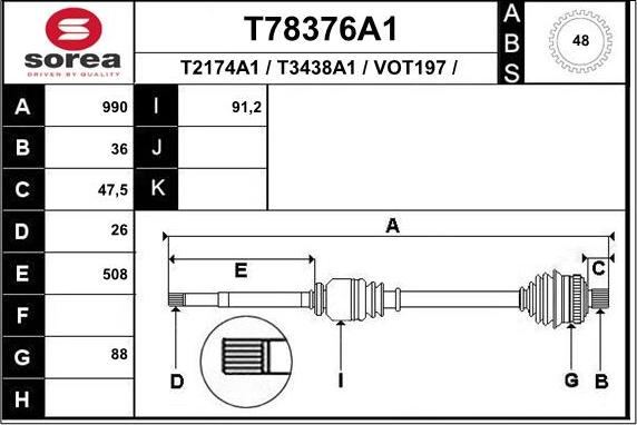 EAI T78376A1 - Приводной вал avtokuzovplus.com.ua