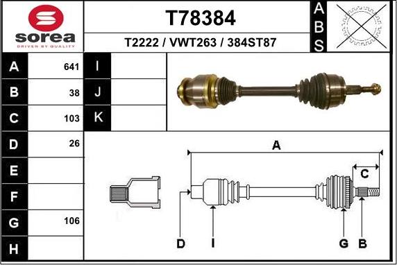 EAI T78384 - Приводной вал avtokuzovplus.com.ua