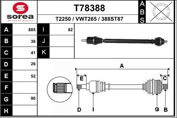 EAI T78388 - Приводной вал autodnr.net