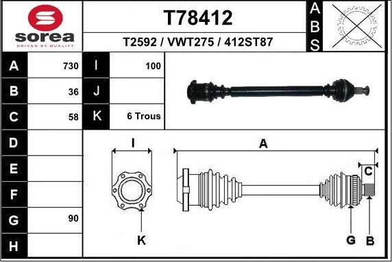 EAI T78412 - Приводной вал autodnr.net