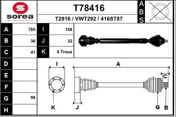 EAI T78416 - Приводной вал autodnr.net