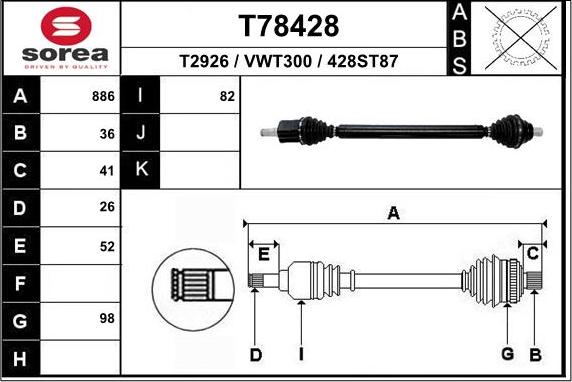 EAI T78428 - Приводной вал avtokuzovplus.com.ua