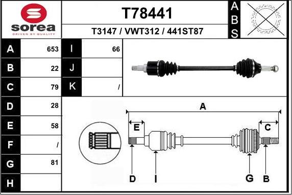 EAI T78441 - Приводной вал avtokuzovplus.com.ua