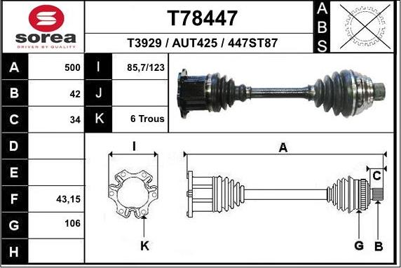 EAI T78447 - Приводной вал avtokuzovplus.com.ua