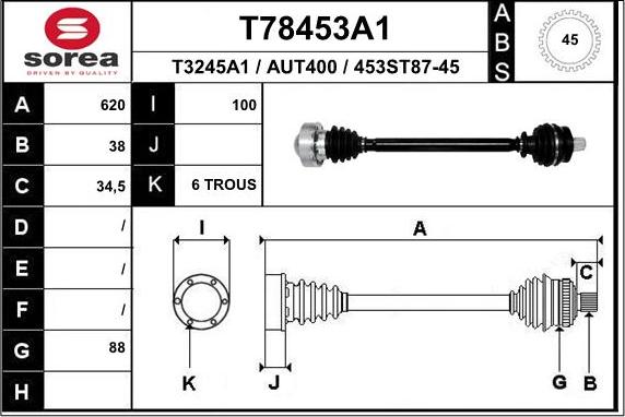 EAI T78453A1 - Приводний вал autocars.com.ua