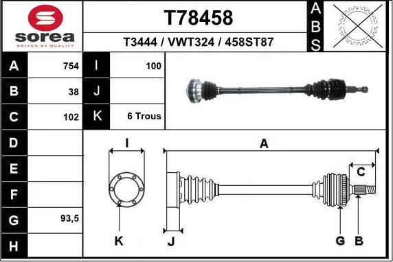 EAI T78458 - Приводной вал autodnr.net