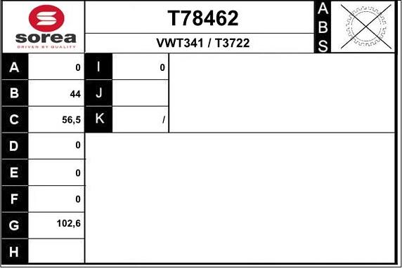 EAI T78462 - Приводний вал autocars.com.ua