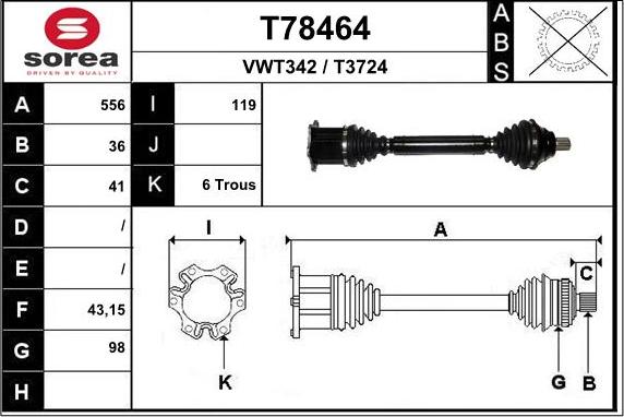 EAI T78464 - Приводной вал autodnr.net