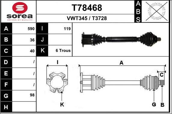 EAI T78468 - Приводний вал autocars.com.ua