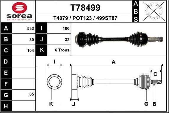 EAI T78499 - Приводной вал avtokuzovplus.com.ua