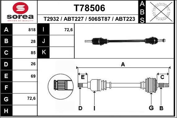 EAI T78506 - Приводний вал autocars.com.ua