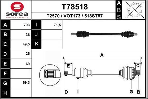 EAI T78518 - Приводной вал autodnr.net