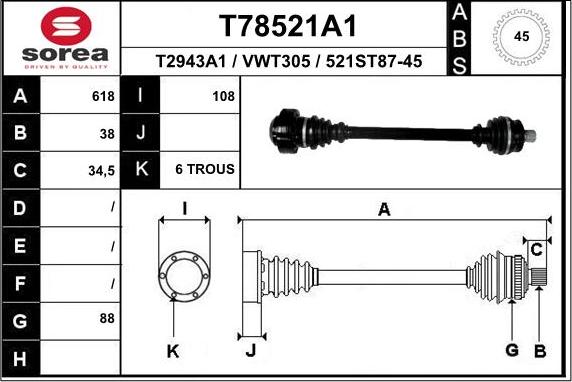 EAI T78521A1 - Приводной вал avtokuzovplus.com.ua