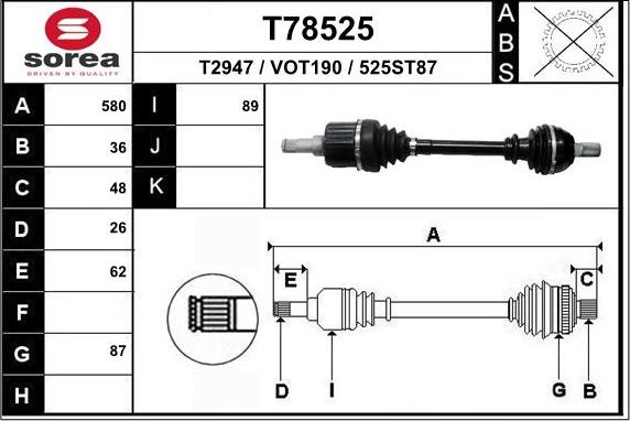 EAI T78525 - Приводной вал avtokuzovplus.com.ua